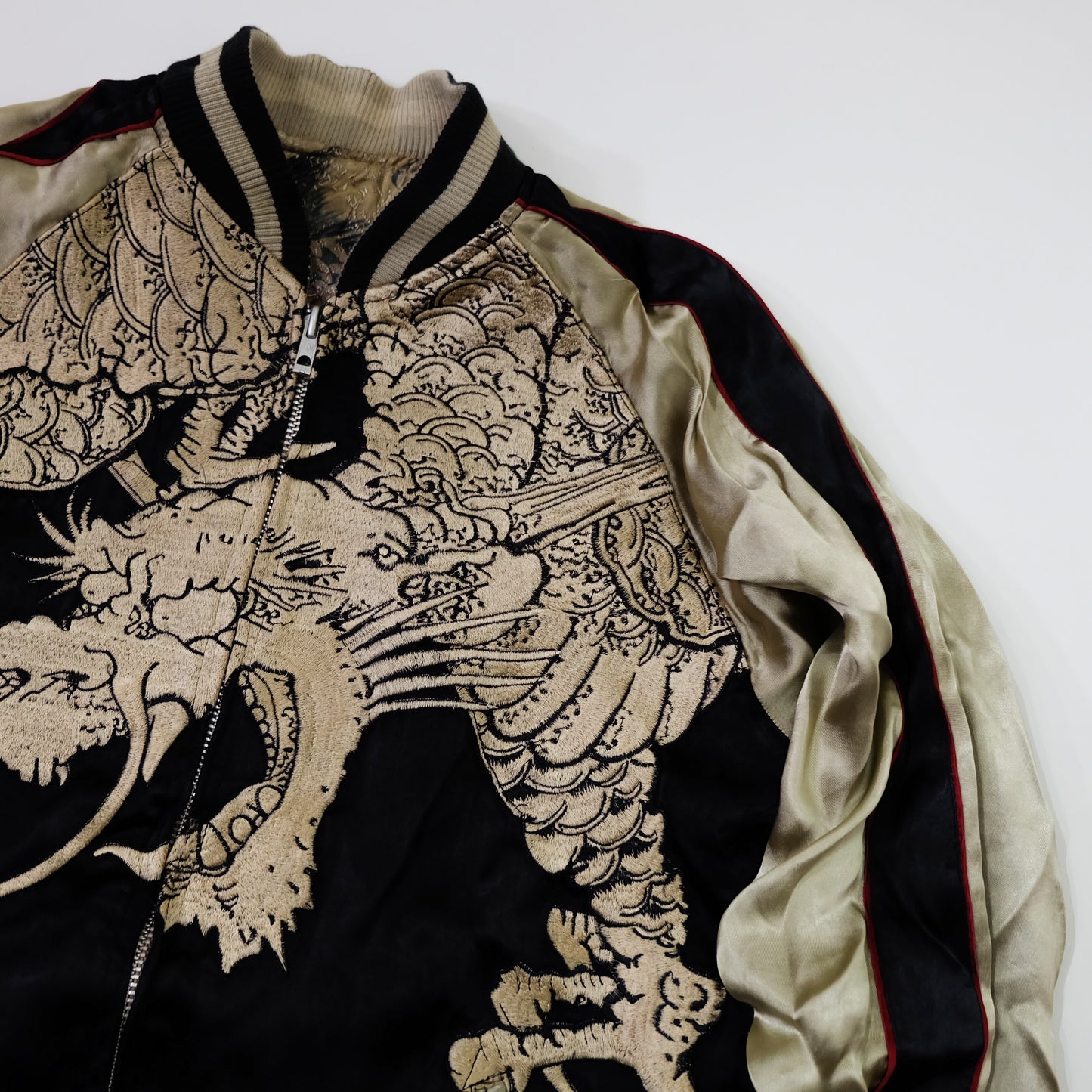 Hyakka Ryoran Reversible Dragon & Giant Koi Sukajan Jacket M | Japanese Embroidered Yokosuka Souvenir Bomber