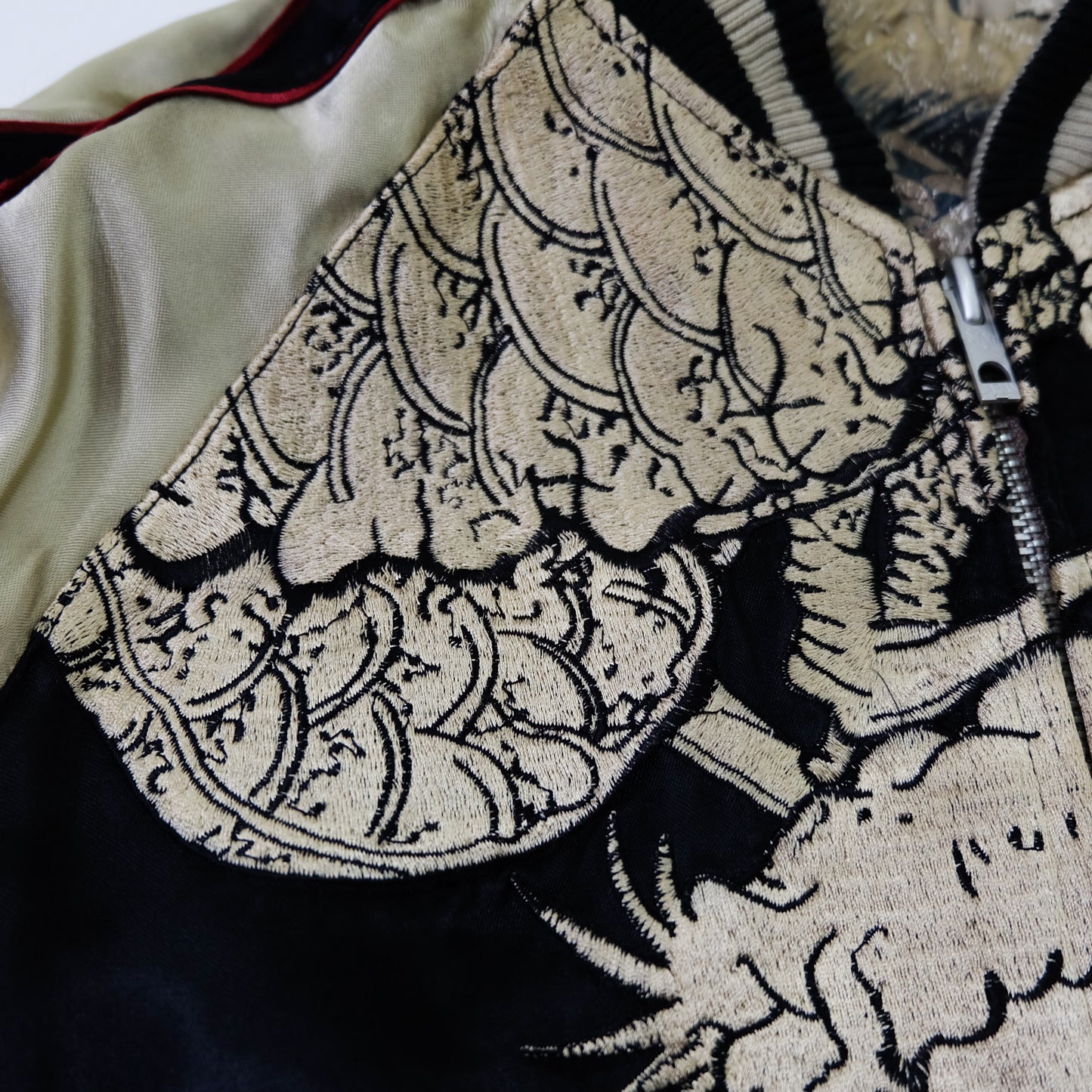Hyakka Ryoran Reversible Dragon & Giant Koi Sukajan Jacket M | Japanese Embroidered Yokosuka Souvenir Bomber