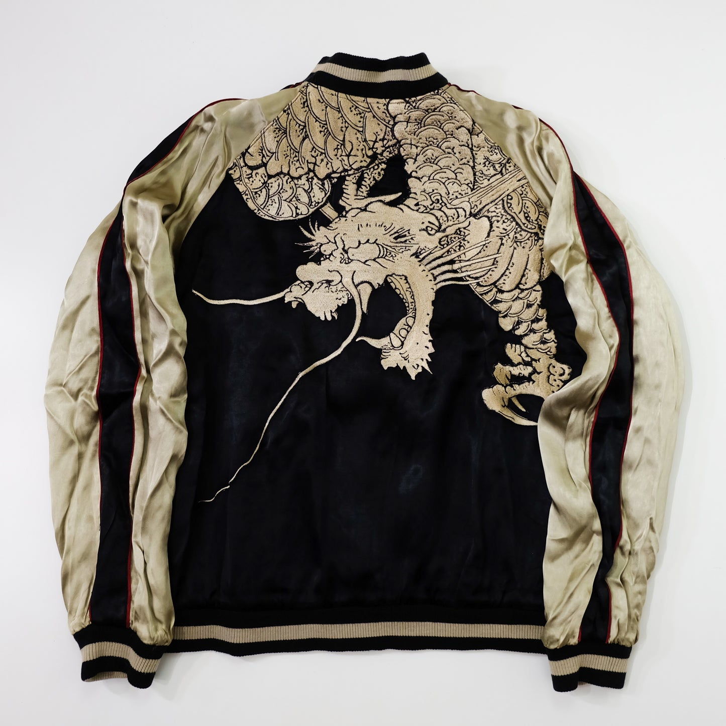 Hyakka Ryoran Reversible Dragon & Giant Koi Sukajan Jacket M | Japanese Embroidered Yokosuka Souvenir Bomber