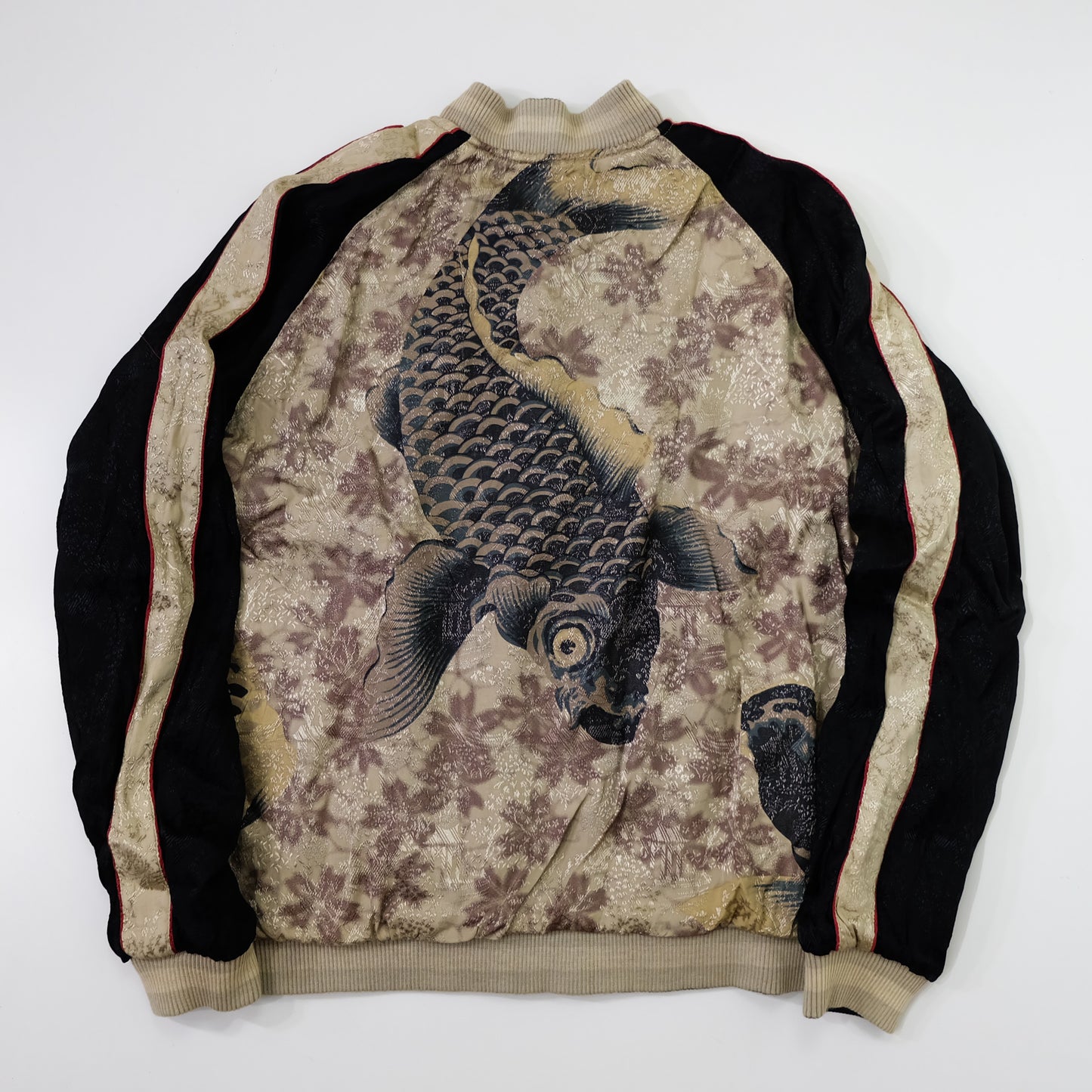 Hyakka Ryoran Reversible Dragon & Giant Koi Sukajan Jacket M | Japanese Embroidered Yokosuka Souvenir Bomber