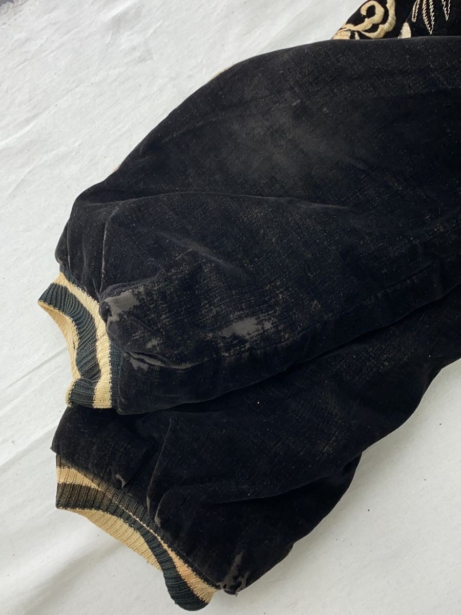 1950s Black Velveteen Souvenir Jacket, Cream Eagle over Mount Fuji, Dragon Sleeves, Early YKK Zip, view 4