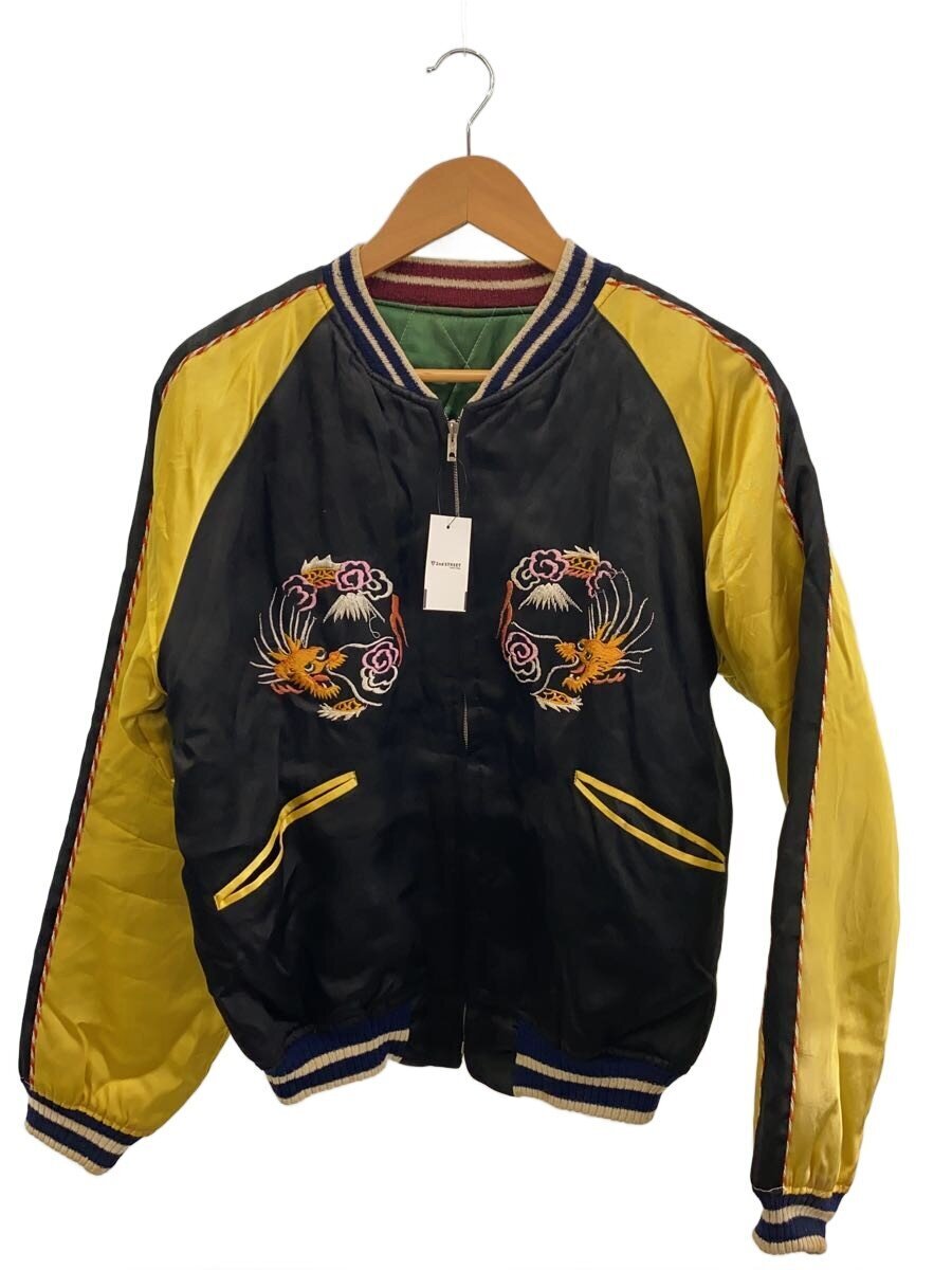 1950s Reversible Sukajan, Dragon and Tiger over Black-Gold Satin, Japan–Korea Map on Green, Padded, view 1