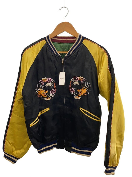 1950s Reversible Sukajan, Dragon and Tiger over Black-Gold Satin, Japan–Korea Map on Green, Padded, view 1