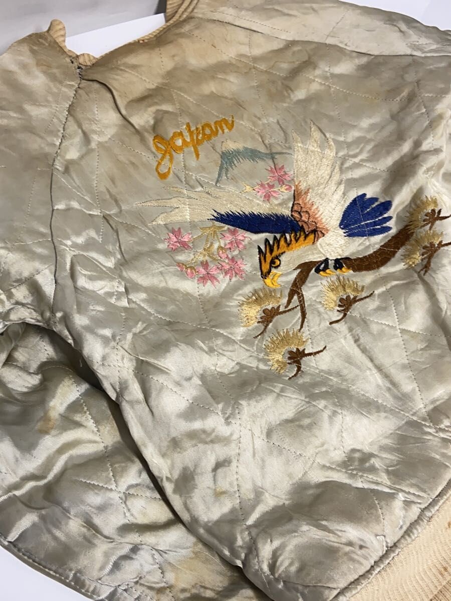 1950s Reversible Velveteen Sukajan, Tiger with Dragons on Navy, Hawk over Fuji in Ivory Satin, YKK, Size Large, view 8