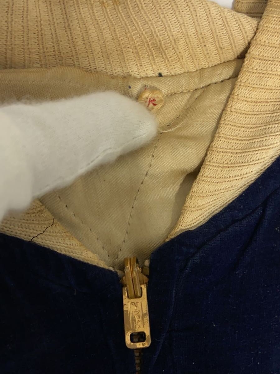 1950s Reversible Velveteen Sukajan, Tiger with Dragons on Navy, Hawk over Fuji in Ivory Satin, YKK, Size Large, view 9