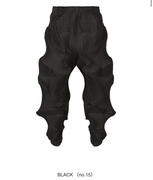 A-POC ABLE Issey Miyake TYPE-O 003-2 Steam Stretch Patchwork Pleat Trousers AT51FF206, Black, Size 2, view 1