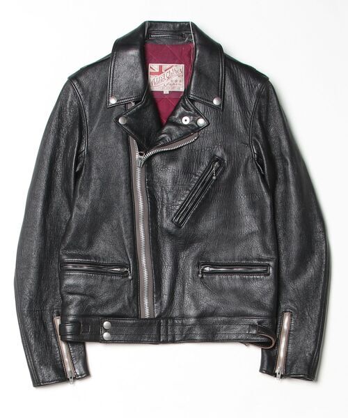 Addict Clothes AVIAKIT Leather Double Rider Jacket with Red-Lined Collar, Black, Size 34, view 1