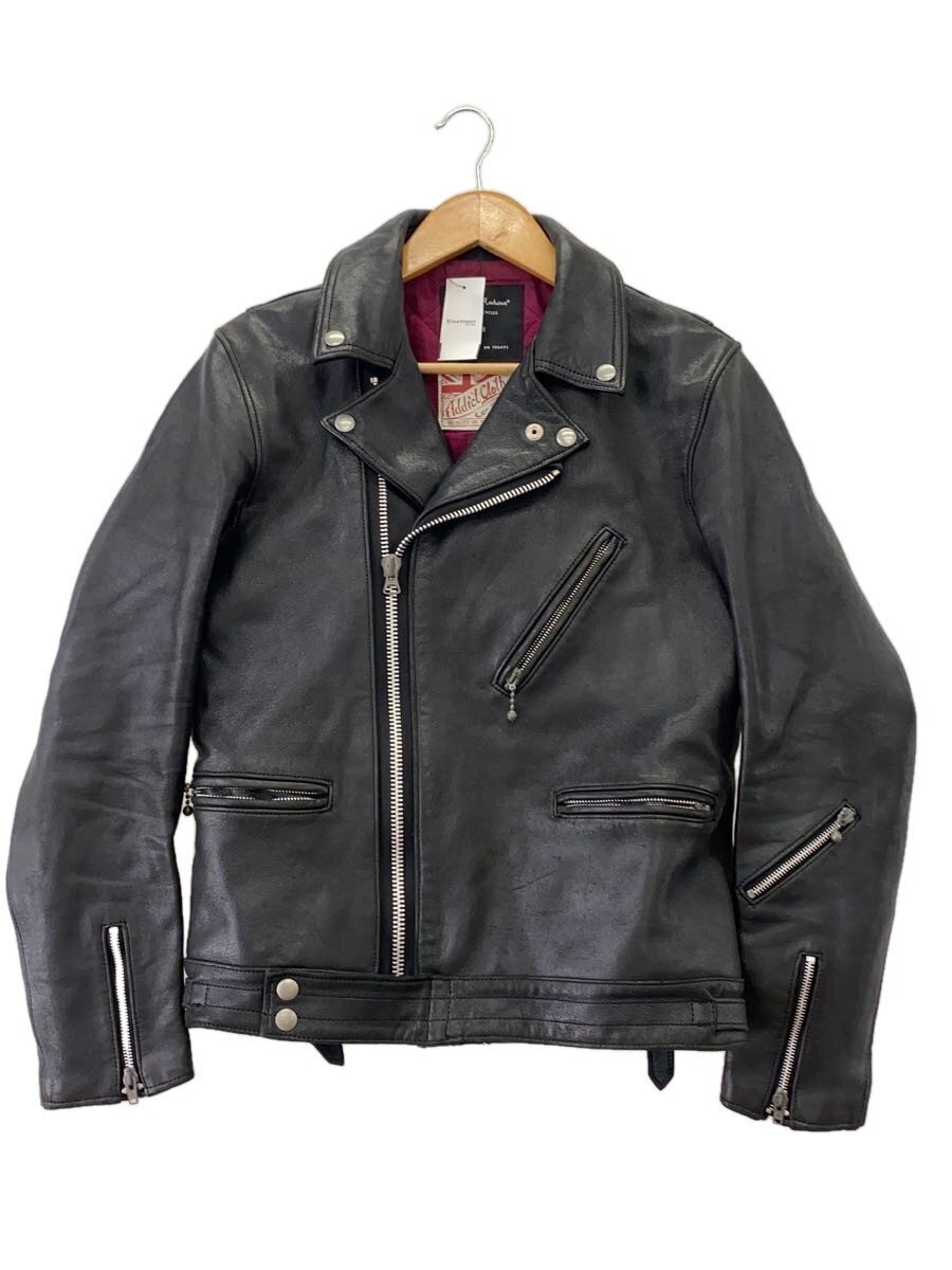 Addict Clothes x Deus Ex Machina Sheepskin Double Rider Jacket, Quilted Lining, Black, Size 38, view 1
