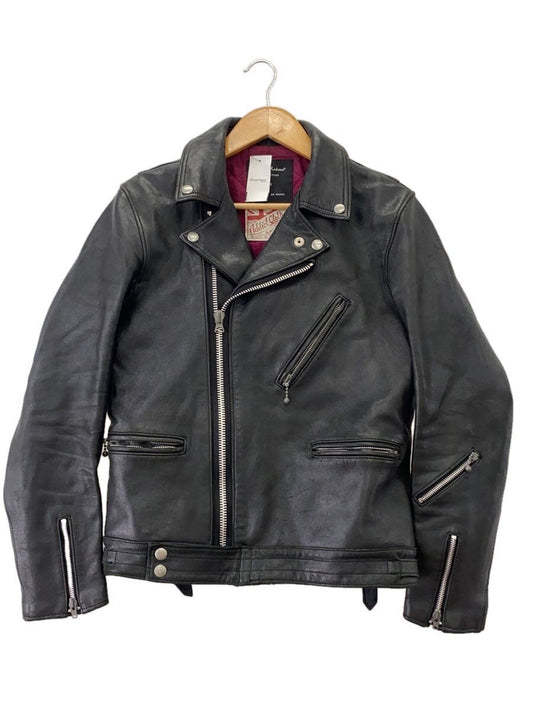 Addict Clothes x Deus Ex Machina Sheepskin Double Rider Jacket, Quilted Lining, Black, Size 38, view 1