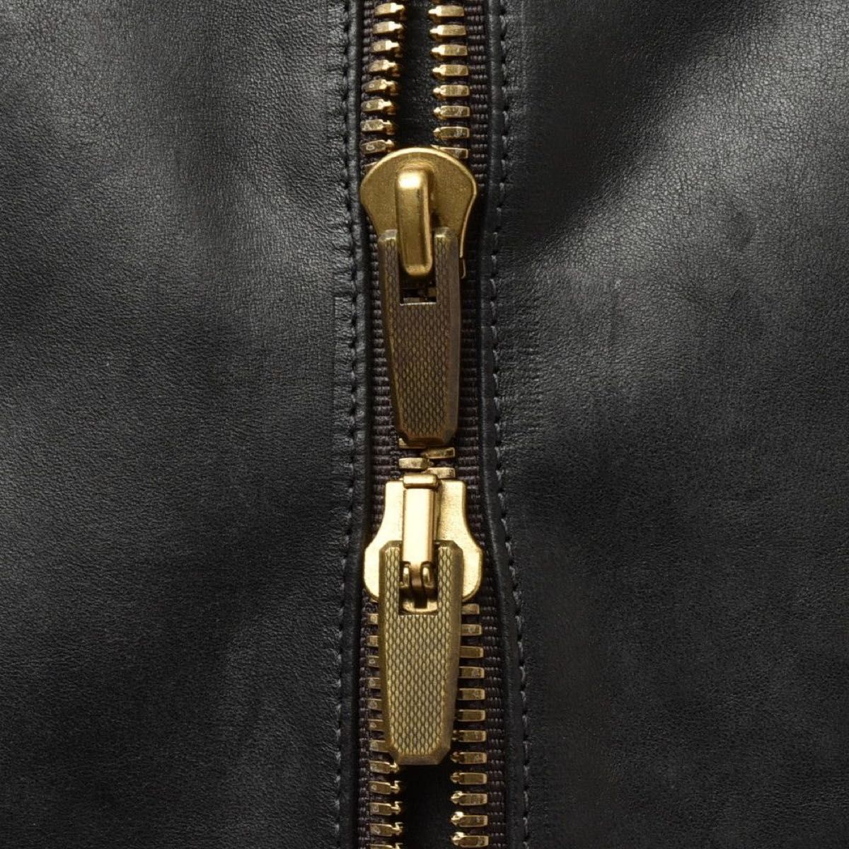 Ajmone Horsehide Single Riders Jacket, Black with Dark Green Lining, Brass Excella Zips, Size 46, Unworn, view 7