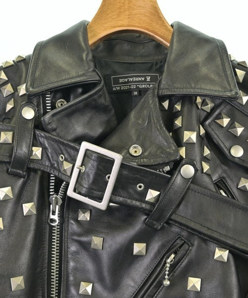 Anrealage AW2021-22 GROUND Studded Cowhide Double Rider Jacket, Collection Piece, Black, Made in Japan, Size 38, view 7