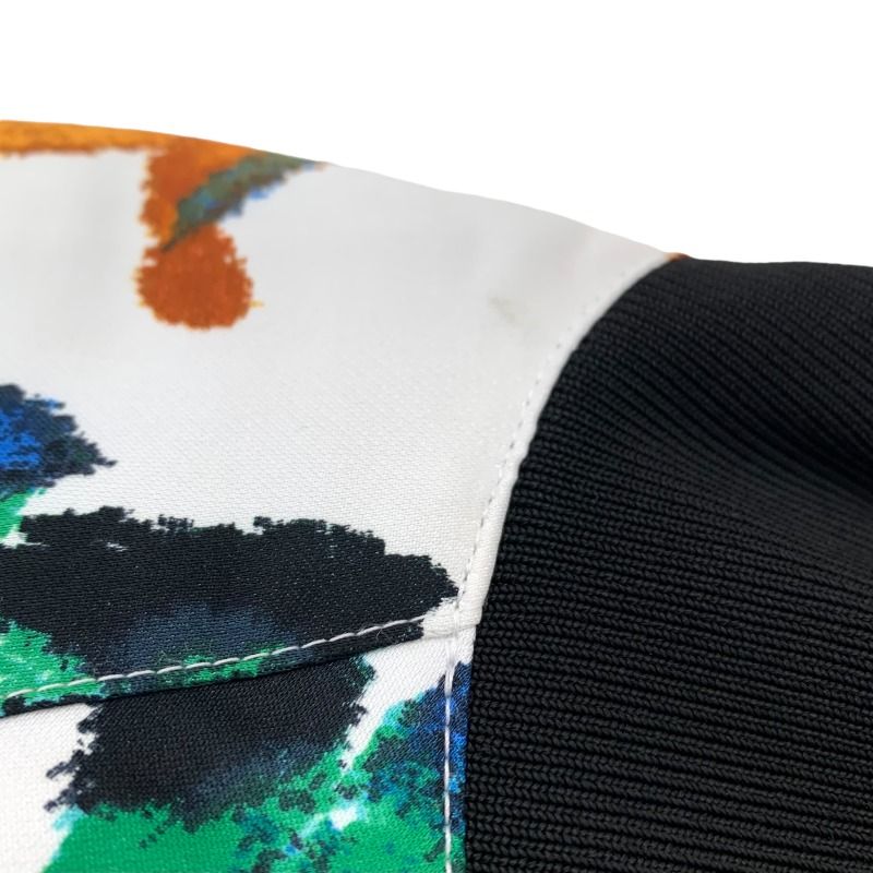 Balenciaga Floral Print Bomber Jacket, White with Orange and Green Leaves, Black Back Panel, Size 44, view 7