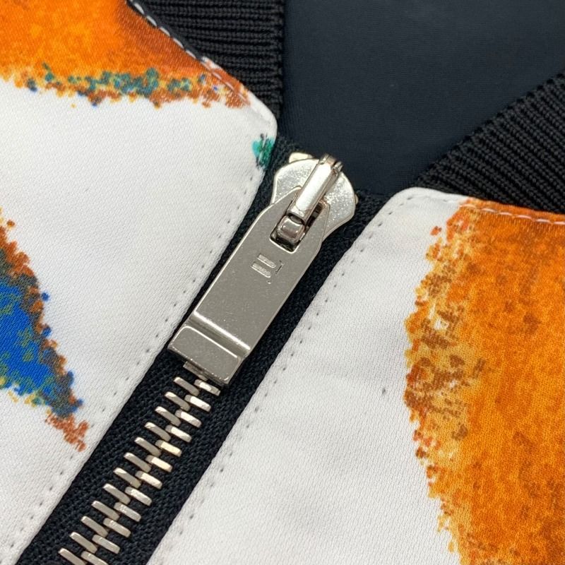 Balenciaga Floral Print Bomber Jacket, White with Orange and Green Leaves, Black Back Panel, Size 44, view 8