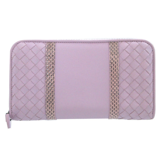 Bottega Veneta Intrecciato Zip Around Wallet, Lilac Leather with Python Bands, with Box, view 1