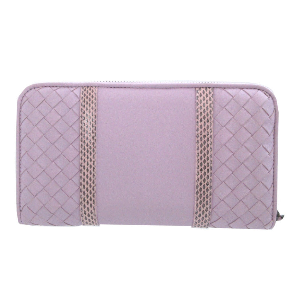 Bottega Veneta Intrecciato Zip Around Wallet, Lilac Leather with Python Bands, with Box, view 3