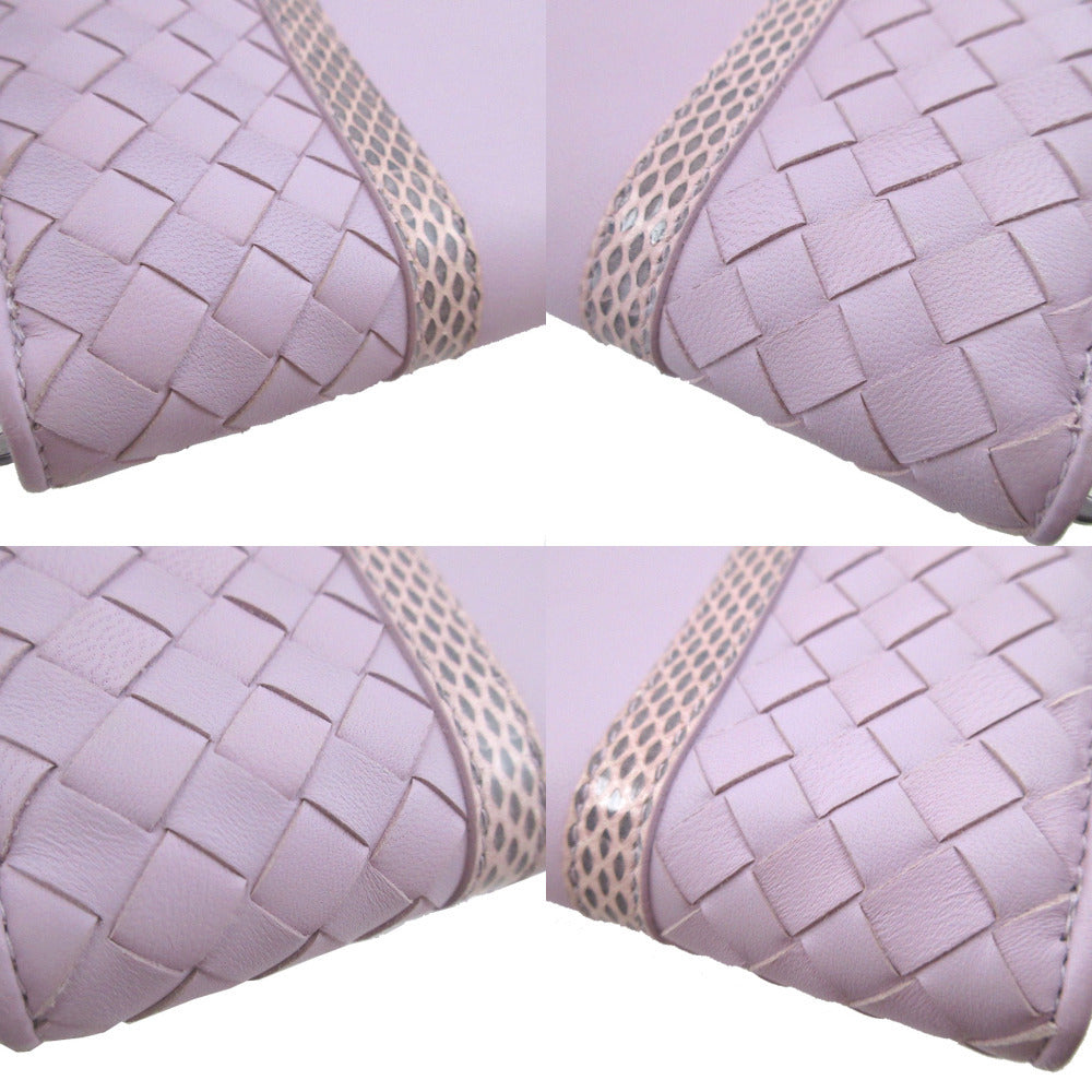 Bottega Veneta Intrecciato Zip Around Wallet, Lilac Leather with Python Bands, with Box, view 6