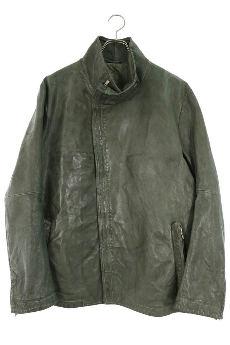 Carol Christian Poell LM/2699 Kangaroo Leather Jacket, Mottled Grey-Green, Funnel Collar, Size 56, view 1