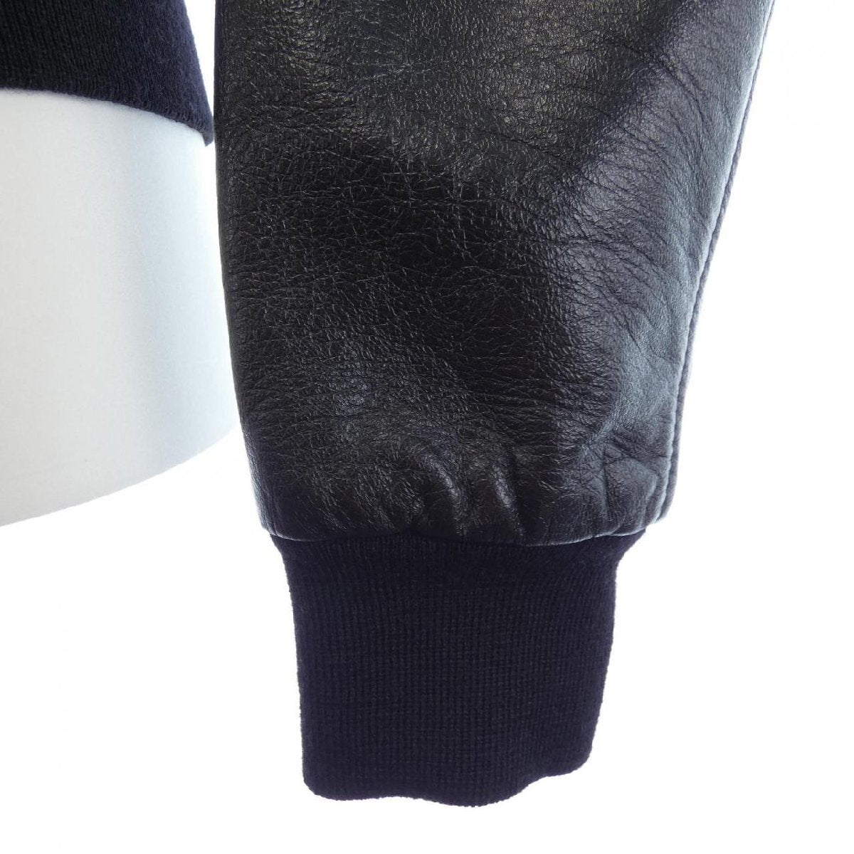 Celine by Hedi Slimane Crystal-Studded Lambskin Blouson 2E195291D, Black, Wool Rib Trim, Size 46, view 4