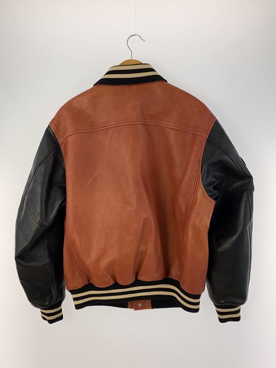 Celine by Hedi Slimane Leather Varsity Jacket 2E948131O, Tan and Black Cowhide with Celine Paris Patches, Size 44, view 2