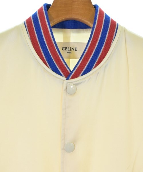 Celine by Hedi Slimane Satin Teddy Jacket with Sequinned Stars, Cream, Blue and Red, Size 46, view 3