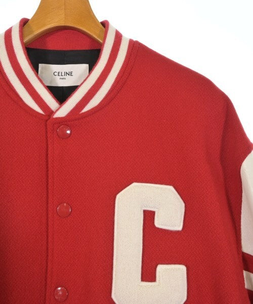 Celine by Hedi Slimane Teddy Varsity Jacket, Red Wool, Cream Lambskin Sleeve Panels, C Patch, Size 54, view 3