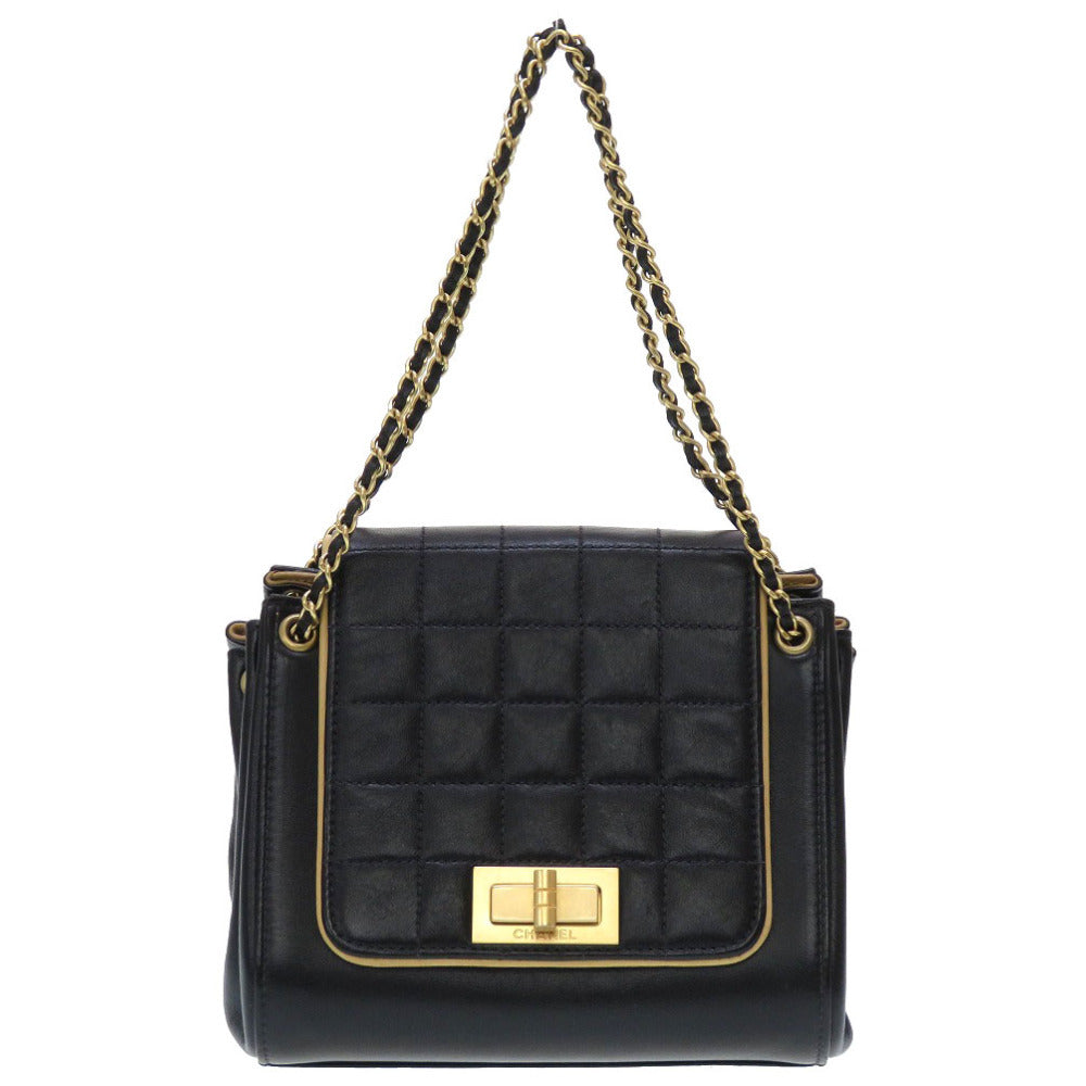 Chanel 2.55 Chocolate Bar Flap Bag, Black Lambskin with Mademoiselle Turnlock and Gold Chain, 6 Series, view 1
