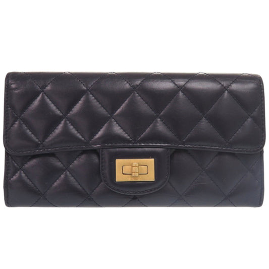 Chanel 2.55 Long Flap Wallet, Navy Quilted Lambskin with Mademoiselle Turnlock, 23 Series