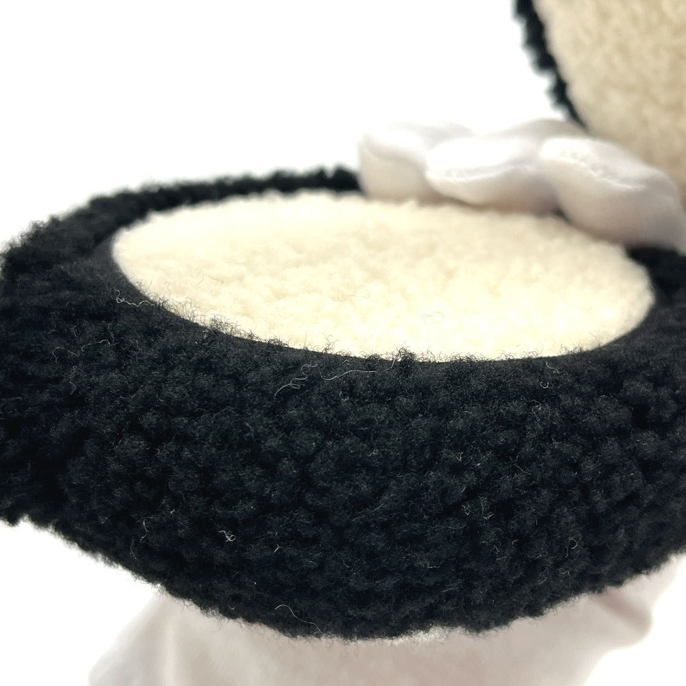 Chanel 25B Oversized CC Shearling Earmuffs, Black and Ivory, Like New with Box, view 8