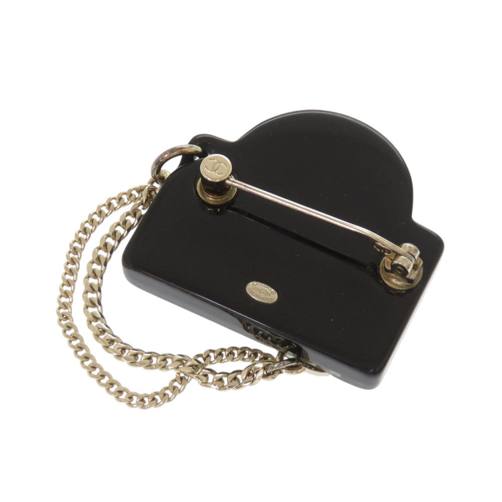 Chanel 31 Cambon Shop Sign Brooch, Black Resin, Chain and Crystal CC, Spring 2024 (24S), with Box, view 3