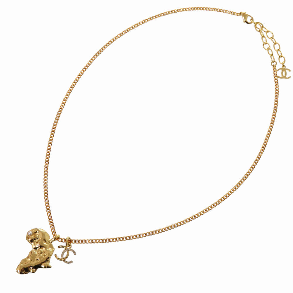 Chanel Africa Continent Pendant Necklace, Gold Tone, Faux Pearl and Crystals, with Box, view 4