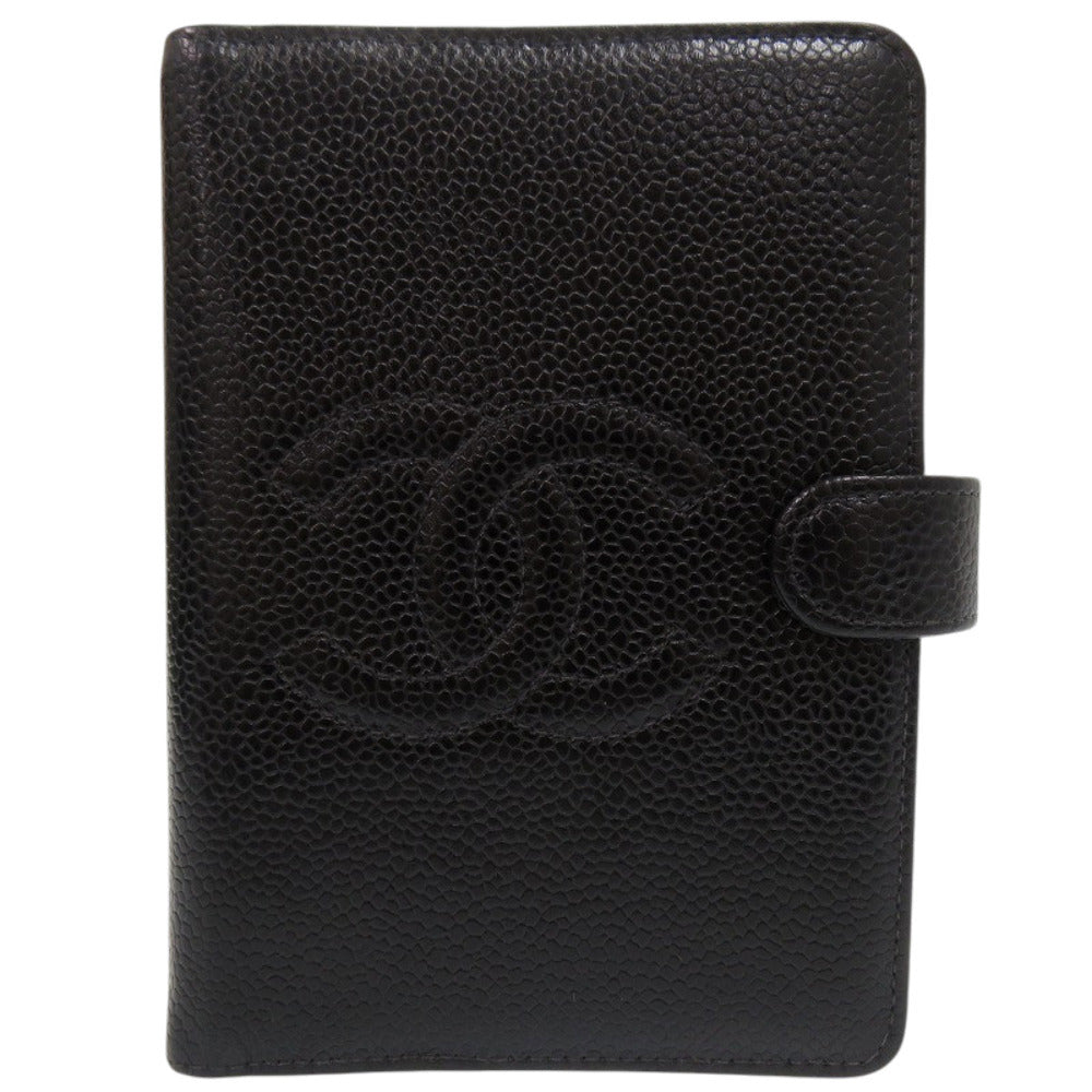 Chanel Agenda Cover, Black Caviar Leather with Embossed CC and Gold Tone Rings, 7 Series, view 1