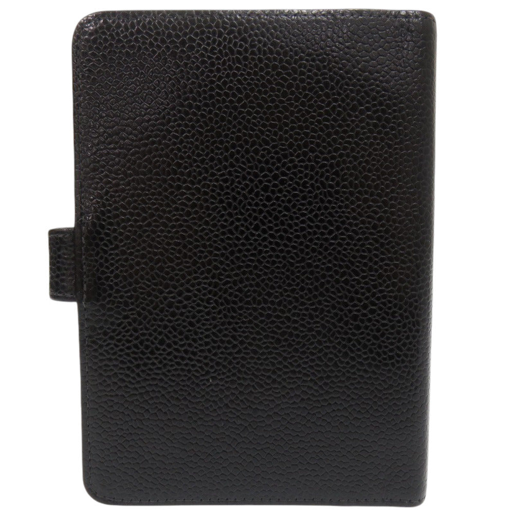 Chanel Agenda Cover, Black Caviar Leather with Embossed CC and Gold Tone Rings, 7 Series, view 3
