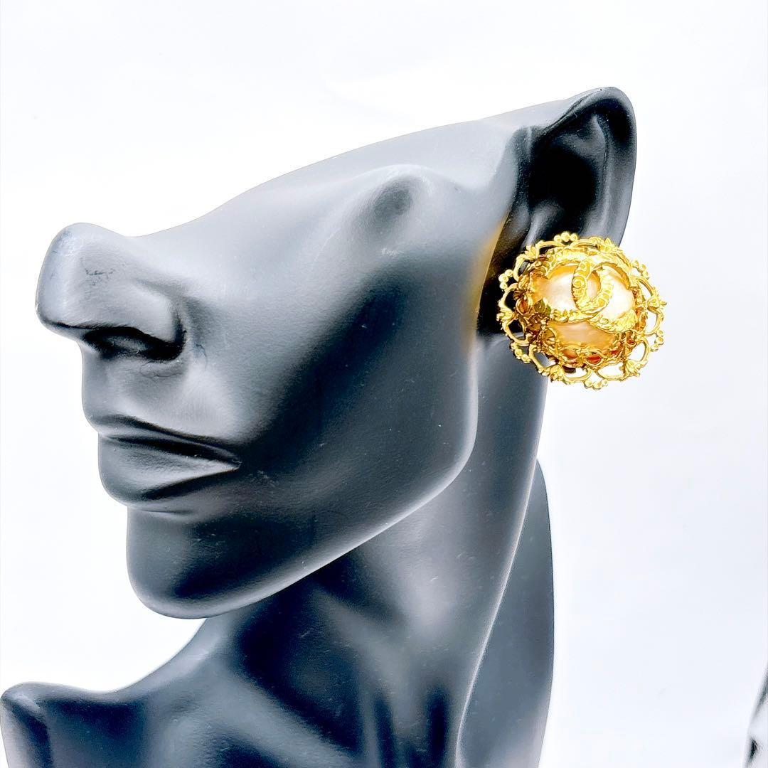 Chanel Baroque Pearl and CC Filigree Clip-On Earrings, 1980s, view 2