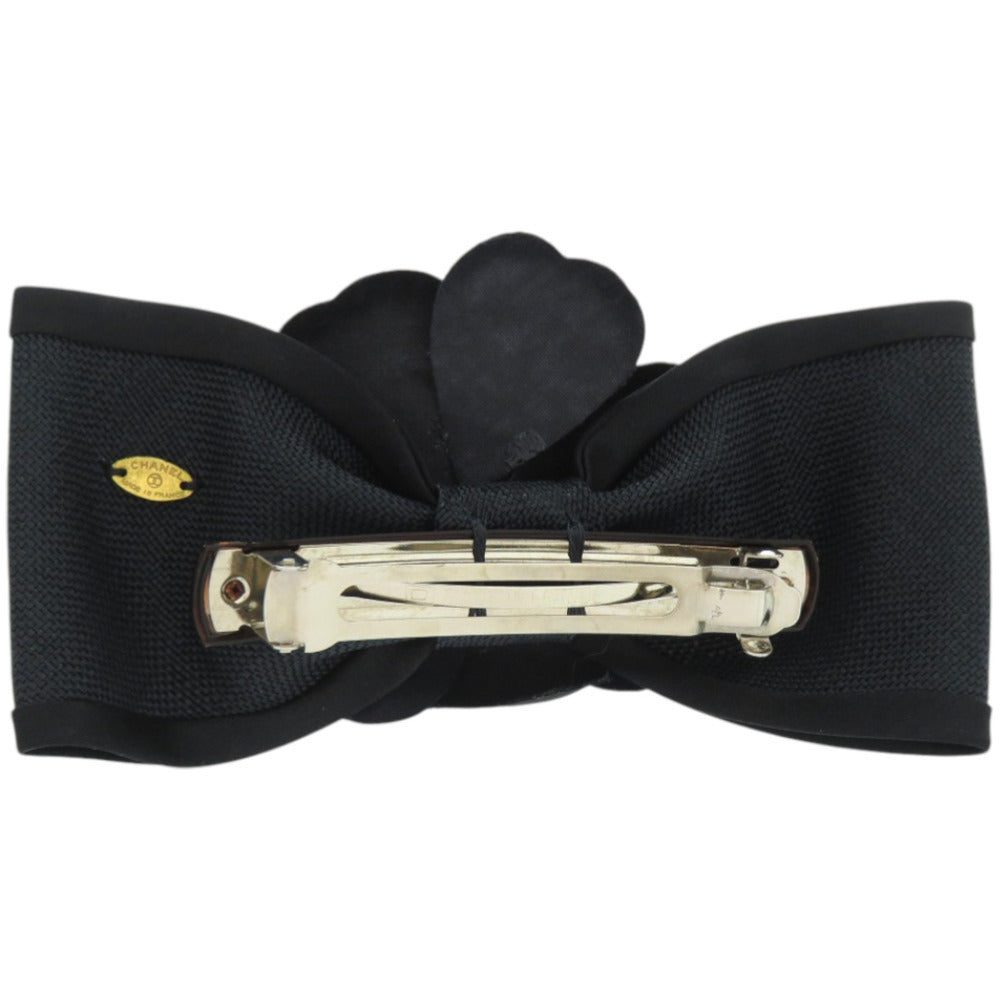 Chanel Camellia Bow Barrette, Black Canvas and Satin, with Box, view 4