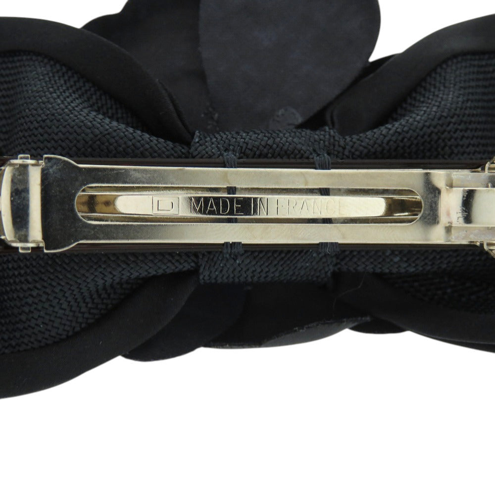 Chanel Camellia Bow Barrette, Black Canvas and Satin, with Box, view 6