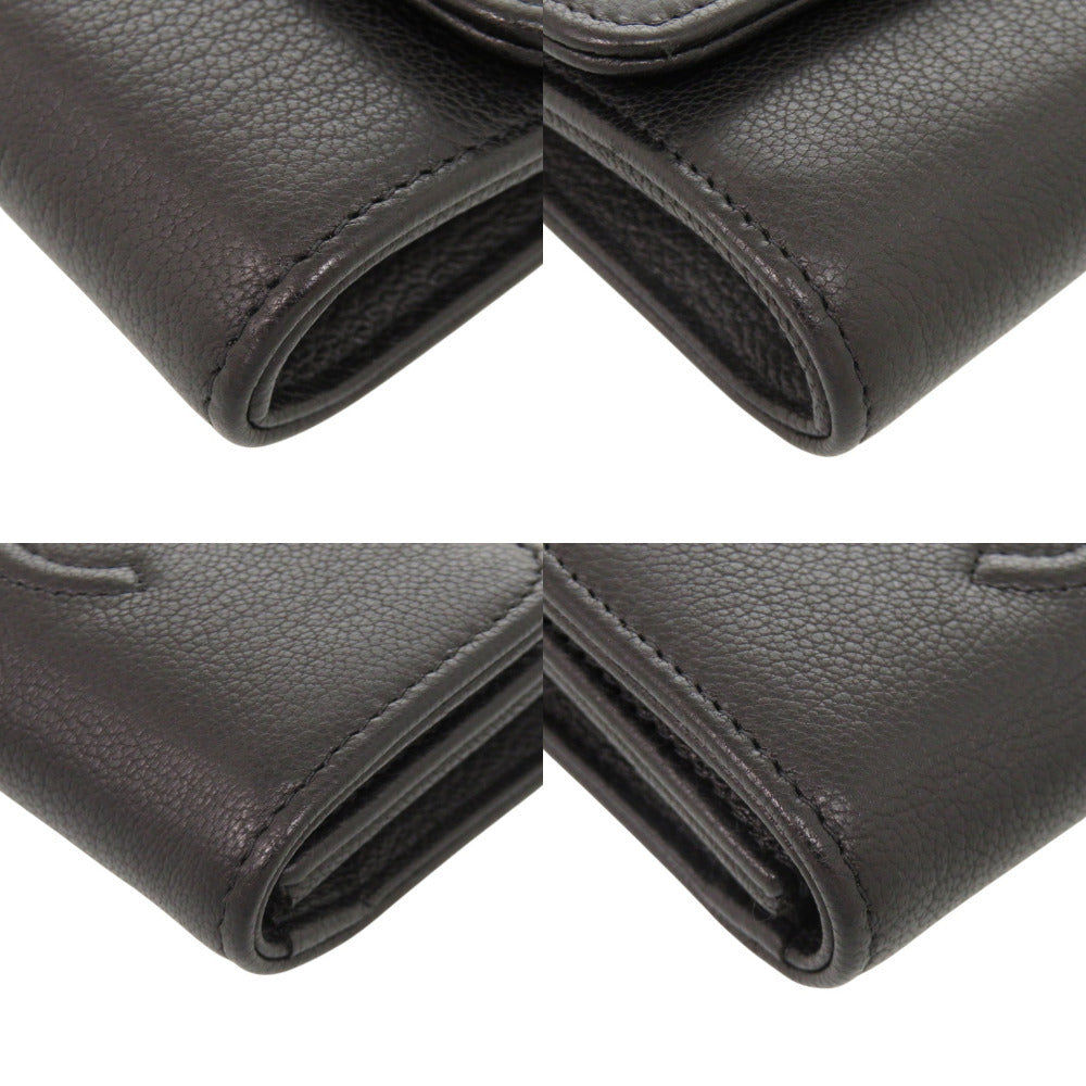 Chanel Card and Coin Case, Black Grained Leather with Embossed CC and Gold Snap, 22 Series