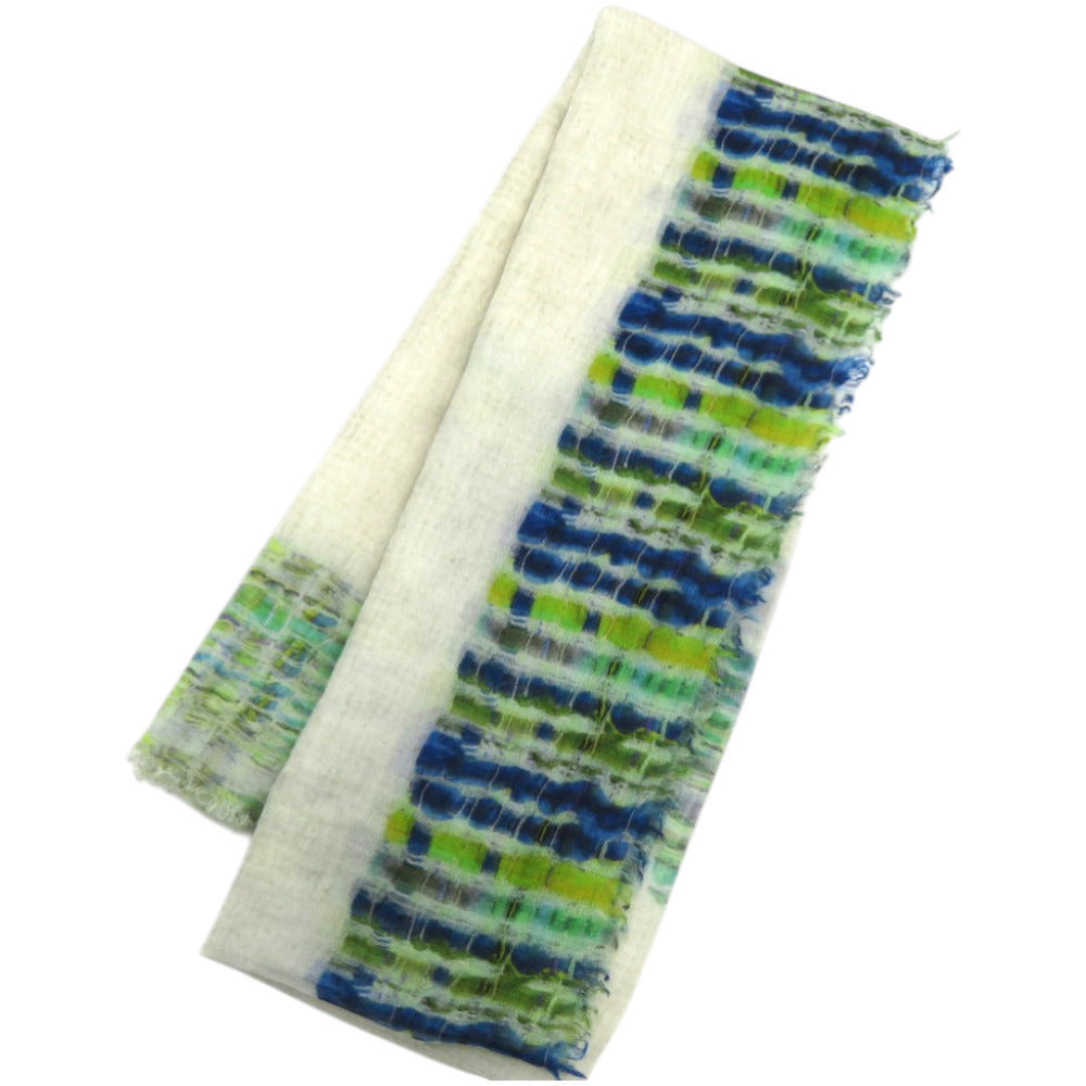 Chanel Cashmere and Silk Stole, Green and Blue Brushstroke Check with Large CC, 136 × 193 cm, view 3