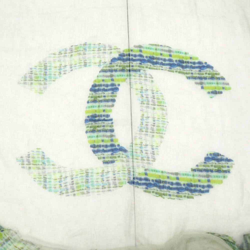 Chanel Cashmere and Silk Stole, Green and Blue Brushstroke Check with Large CC, 136 × 193 cm, view 5