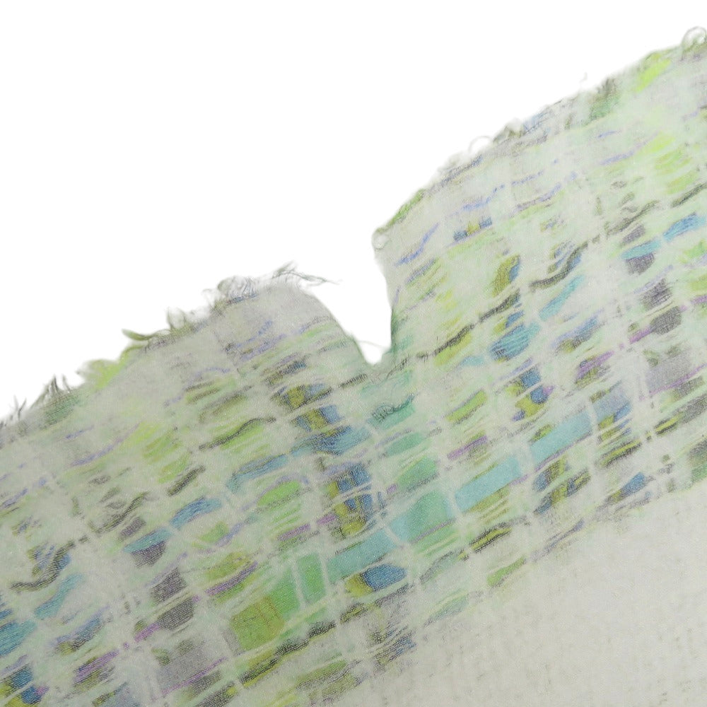 Chanel Cashmere and Silk Stole, Green and Blue Brushstroke Check with Large CC, 136 × 193 cm, view 6