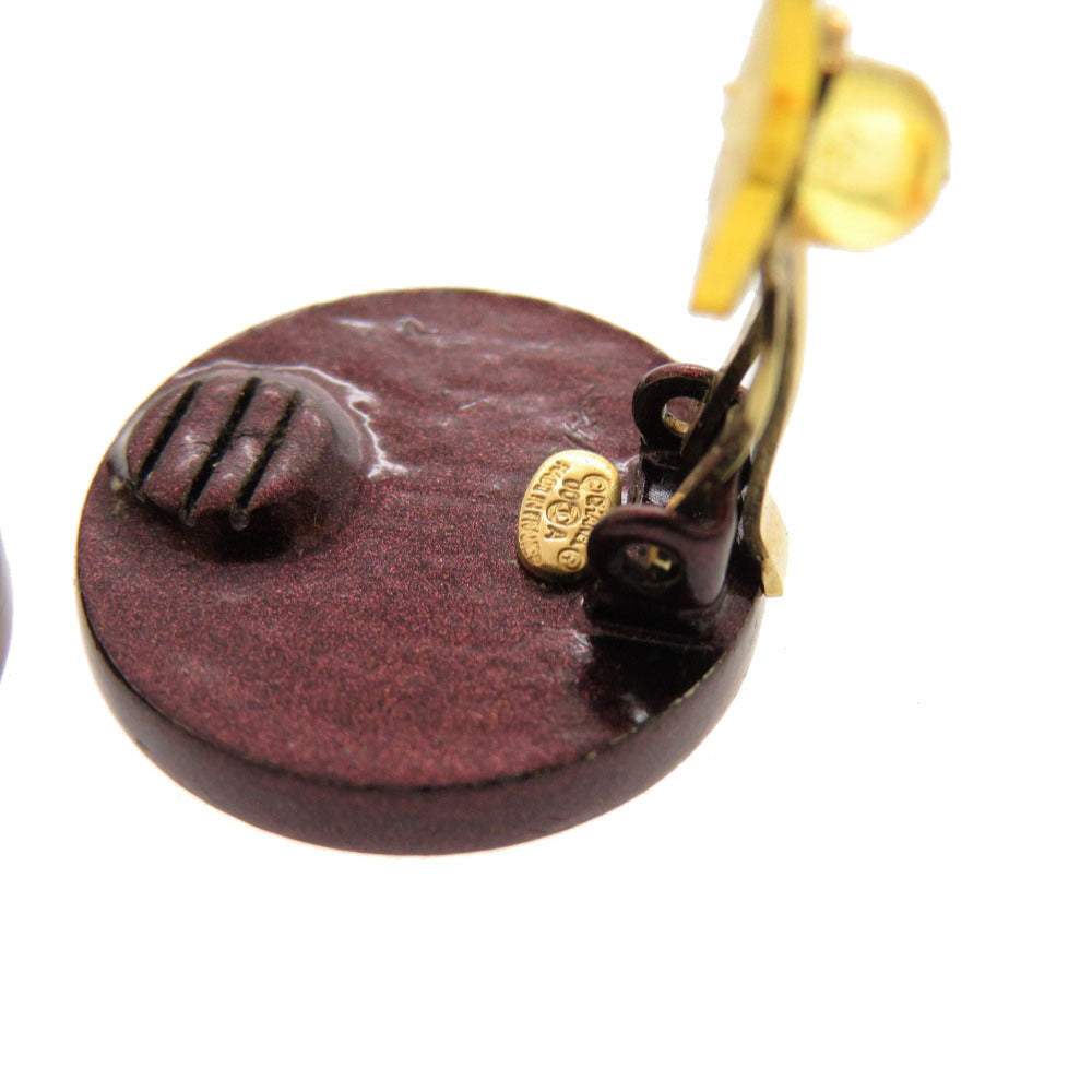 Chanel CC Button Clip-On Earrings, Pink Leather and Metal, Autumn 2000 (00A), view 4