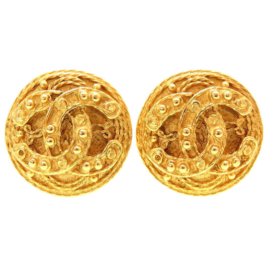 Chanel CC Openwork Cage Clip-On Earrings, Gold Tone, Autumn 2004 (04A), with Box, view 1