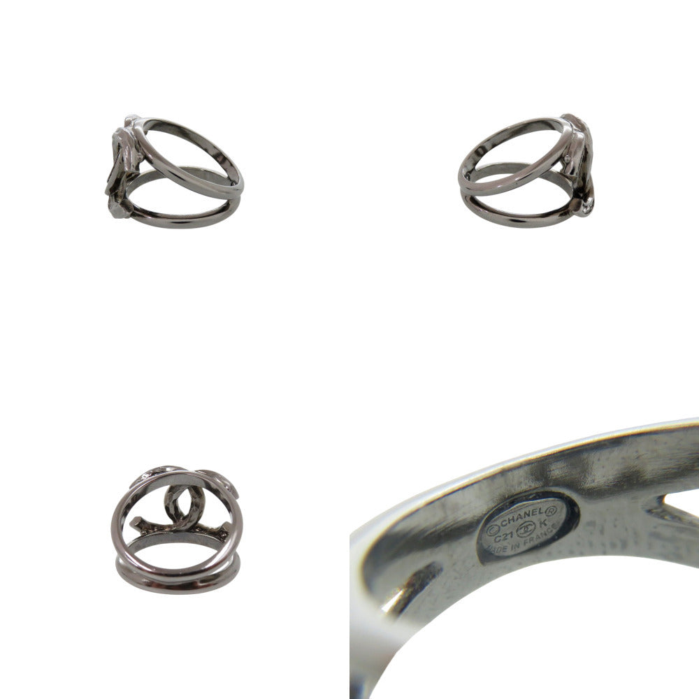 Chanel CC Crystal Double-Band Ring, Gunmetal Tone, Cruise 2021 (C21K), Size 52, view 3