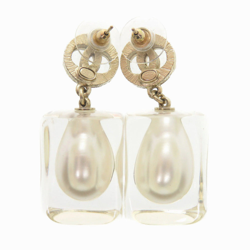 Chanel CC Crystal and Faux Pearl Drop Earrings, Pierced, Gold Tone, 2019 (P19K), view 2
