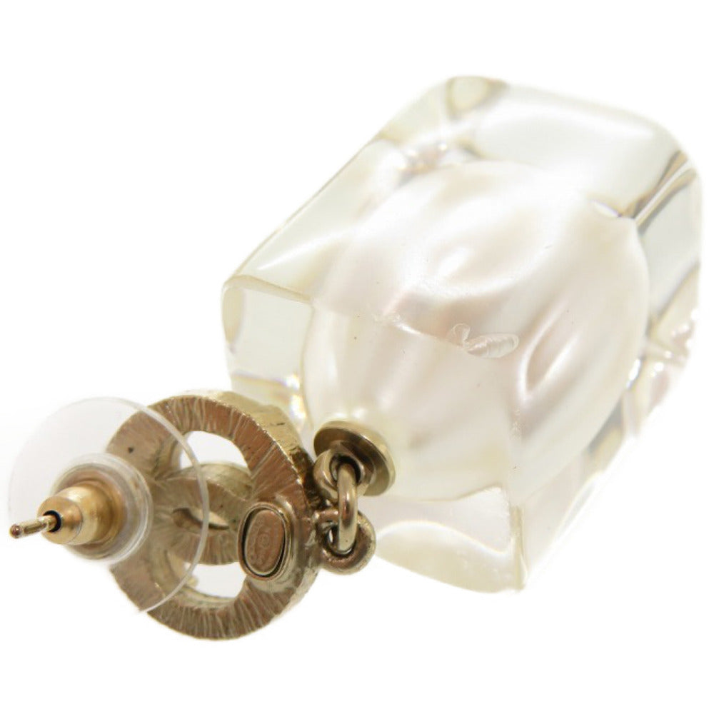 Chanel CC Crystal and Faux Pearl Drop Earrings, Pierced, Gold Tone, 2019 (P19K), view 7
