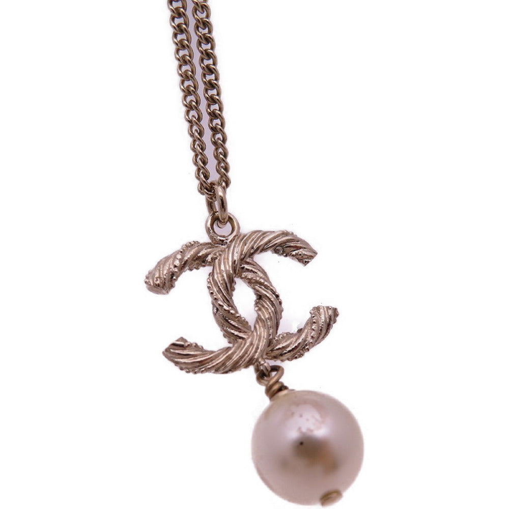 Chanel CC Crystal Pendant Necklace with Faux Pearl Drop, Gold Tone, 2015 (B15V), with Box, view 1