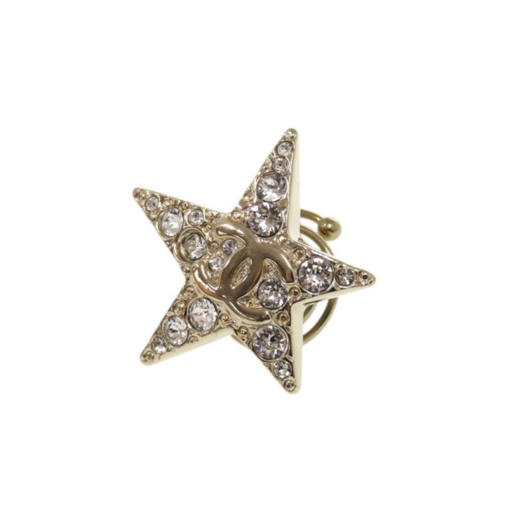 Chanel CC Crystal Star Spiral Hair Pin, Gold Tone, view 1