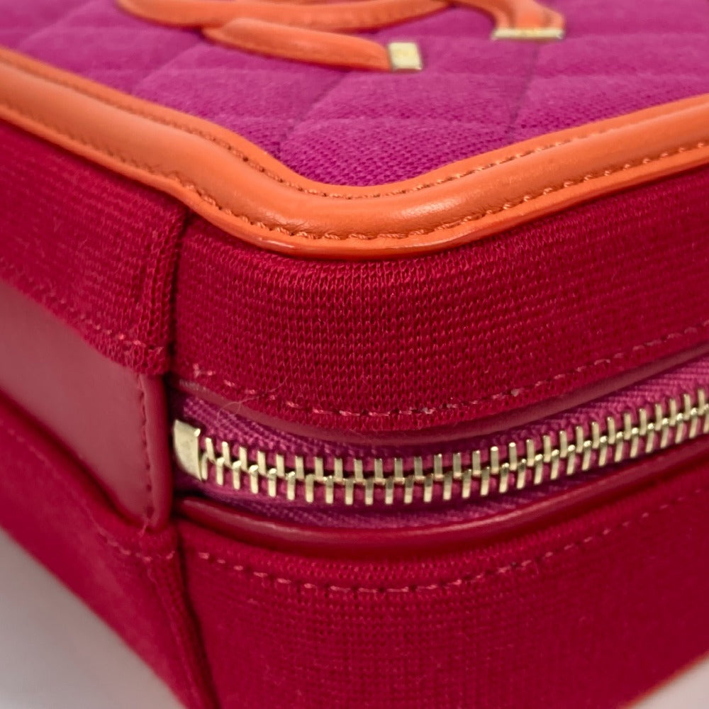 Chanel CC Filigree Small Vanity Case Bag, Fuchsia Jersey with Orange and Red Leather, Near Unworn, view 8