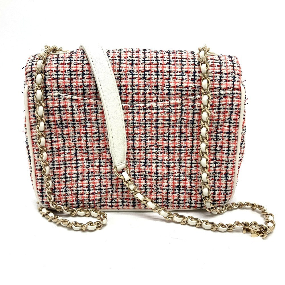 Chanel CC Logo Flap Bag, White, Red and Navy Tweed with White Leather CC, Chain Shoulder Strap, view 2