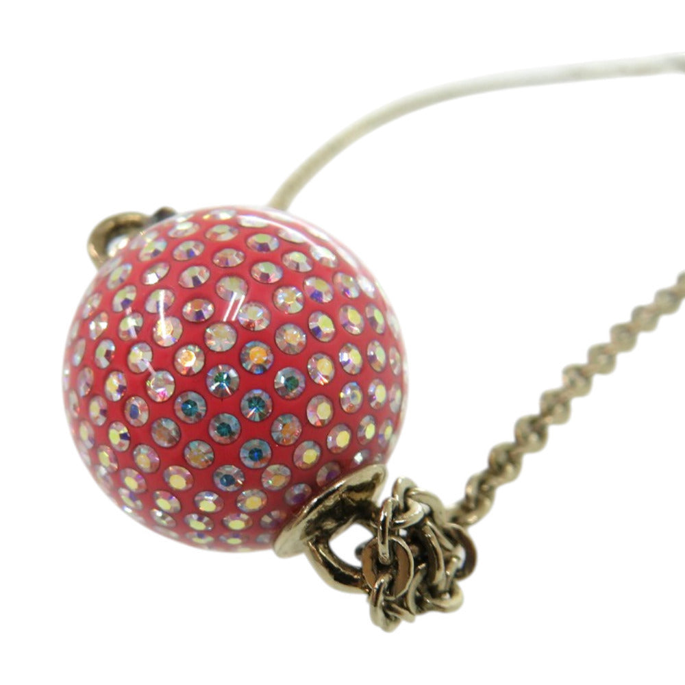 Chanel CC Mirror Ball Pendant Necklace, Red and Gold Tone, 2021, view 8