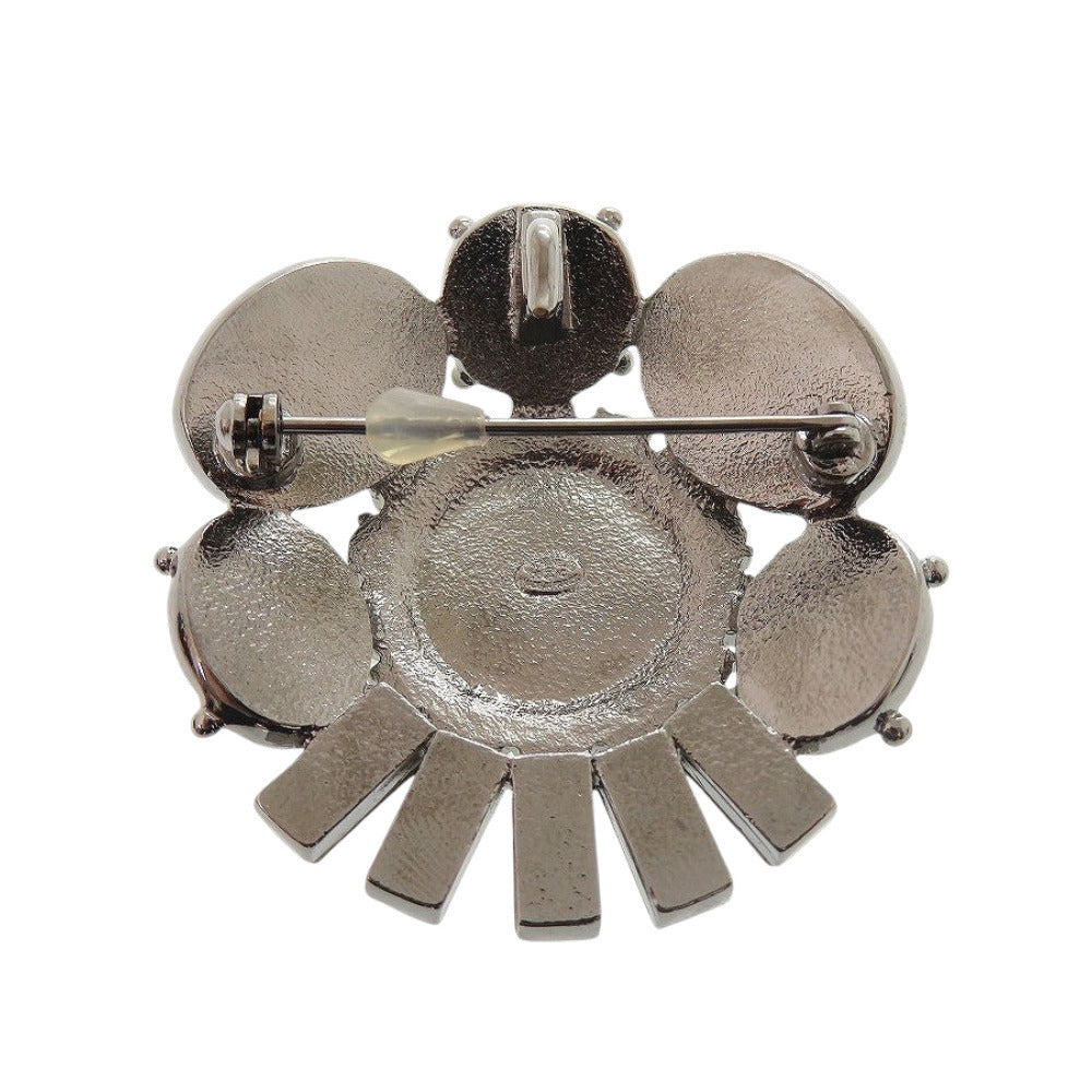 Chanel CC Brooch, Faux Pearls, Black Cabochons and Baguette Crystals, Silver Tone, with Box, view 3